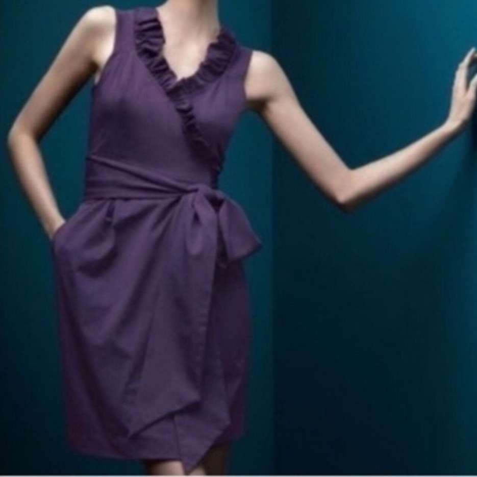 Diane Von Furstenberg Dvf Hampton Sleeveless Ruffle Wrap Dress Plum Purple 8